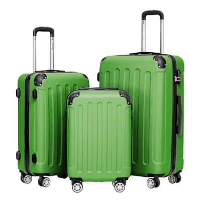 Abbildung von BEIBYE Hartschalen Koffer Trolley Rollkoffer Reisekoffer Handgepäck 4 Rollen (M L XL Set) (Olive,