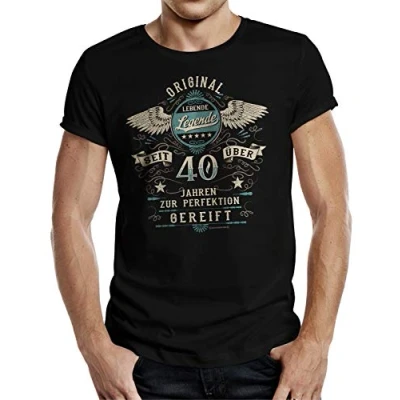 Abbildung von RAHMENLOS® T Shirt als Geschenk zum 40. Geburtstag Lebende Legende zur Perfektion...