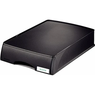 Abbildung von Leitz Briefkorb Schublade A4, Schubladenbox in Premium Qualität für vertrauliche Unterlagen, Kombinierbar mit Briefkörben, Stapelbares Ablagefach als Organizer, Schwarz, Plus Serie, 52100095