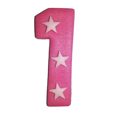 Abbildung von 6.5cm Rosa Zahl mit Sternen: 1