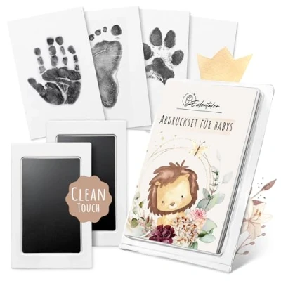 Abbildung von EULENTALER ® Das Baby Abdruckset I 0 12+ Monate Von Pädagogen empfohlen Für Handabdruck, Fußabdruck &amp; Pfotenabdruck inkl. 2 Stempelkissen 4 Abdruckkarten Geschenk zur Geburt