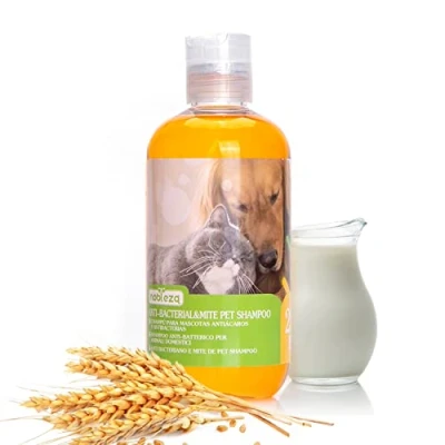 Abbildung von Nobleza Hundeshampoo mit Natürlichen Citronellol Inhaltsstoffen, Tiefenreinigungsshampoo für Hunde, Fellpflege &amp; Fellglanz, Sensitive Shampoo Katze, Milch und Haferduft, 250ML