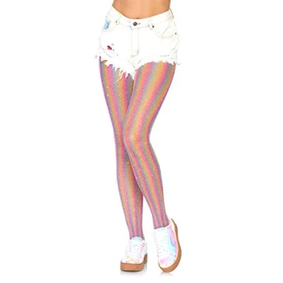 Abbildung von Leg Avenue Feinstrumpfhose Glitzer Strumpfhose Einhorn Es glitzert und glänzt in kunterbunten Streifen