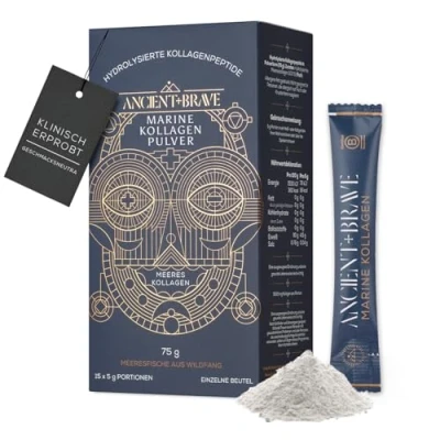 Abbildung von Ancient + Brave Wild Kollagen Sachets 15 x 5g Marine Pulver 100% Hydrolysierte Kollagenpeptide (Fisch) Hoher Proteingehalt, Fasten, Keto Anti Aging, Haut, Haare &amp; Nagelgesundheit