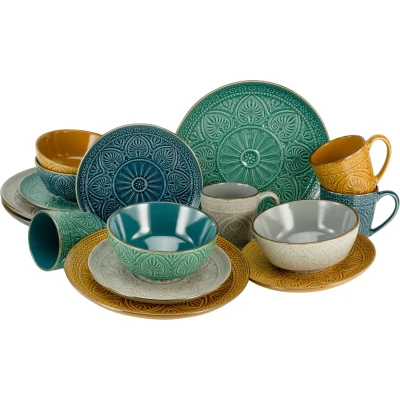 Abbildung von CreaTable Kombiservice &quot;Geschirr Set Samarkand&quot;, (Set, 16 tlg., Kaffeeservice und Tafelservice im Set, für 4 Personen), Service, handwerklicher Charakter, Teile, Personen
