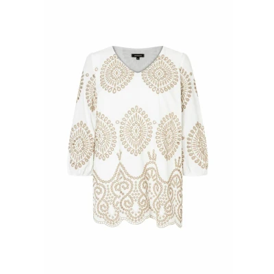 Abbildung von More &amp; Bestickt 3/4 ARM Tunika, Damen, Größe: 34, White beige