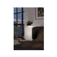 Abbildung von Eglo 43958 Wandleuchte MACCLES Stahl, Holz schwarz, braun E27 1X15W L:18cm H:15cm dimmbar