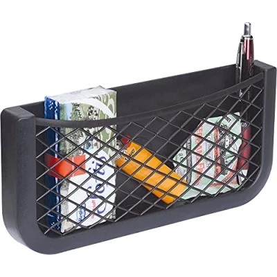 Abbildung von HR Universal Auto Ablagenetz 25cm Netz Tasche zum Verstauen und Sortieren im Fahrerraum Schwarzes Ablagefach aus robustem Kunststoff Aufbewahren