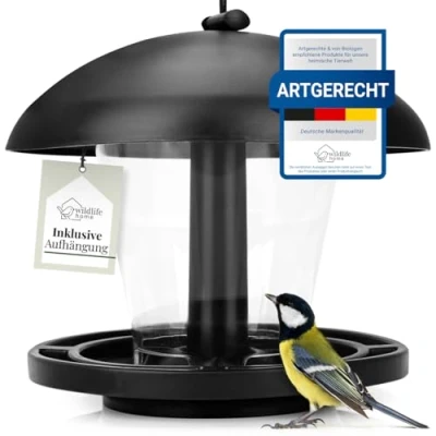 Abbildung von WILDLIFE HOME Vogelfutterspender zum Aufhängen Schwarz I Vogel Futterstation für Wildvögel, Futterspender Vögel, Vogelhaus, Vogelfutterhaus Vogelfutter