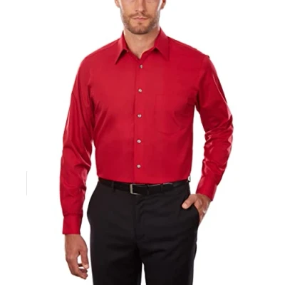 Abbildung von Van Heusen Herren Popeline, Normale Passform, Fester Spitzkragen Klassisches Hemd, Flame, 41 cm Hals 91 94 Ärmel