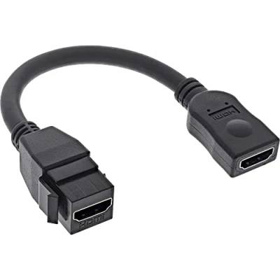 Abbildung von InLine® HDMI Keystone Adapterkabel 4K/30Hz, A Buchse/Buchse, schwarz, 0,2m