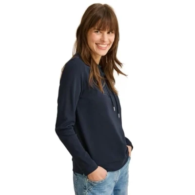 Abbildung von Cecil MIT Wording Langarmshirt, Damen, Größe: Large, Blau