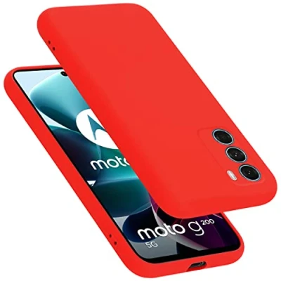 Abbildung von Cadorabo Hülle kompatibel mit Motorola Moto G200 5G Silikon Handyhülle für Case aus flüssigem stoßfeste dünne TPU Schutzhülle Liquid ROT