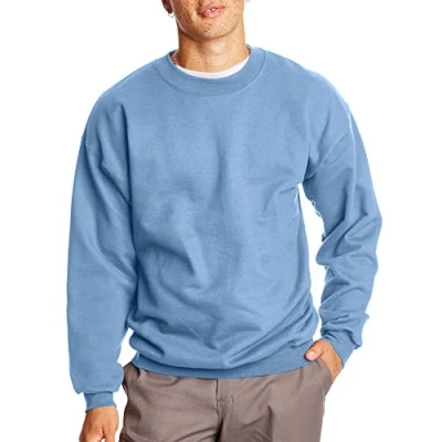 Abbildung von Hanes Herren Sweatshirt aus Baumwolle, schwer, Rundhalsausschnitt, hellblau, Small