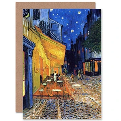 Abbildung von Wee Blue Coo Vincent Van Gogh Cafe Terrace Place Du Forum Arles 1888 Sealed Greeting Card Plus Envelope Blank inside