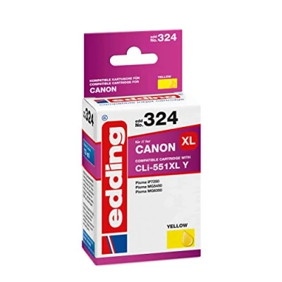 Abbildung von edding Druckerpatrone EDD 324 Einzelpatrone Gelb 13 ml Reichweite 845 Seiten Ersetzt Canon CLI 551XL
