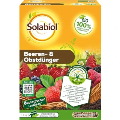 Abbildung von Solabiol Beeren &amp; Obstdünger, Spezialdünger mit Sofort und Langzeitwirkung für alle Beerenpflanzen, Kernobst Steinobst 1,5 kg