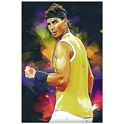 Abbildung von LBMED Leinwand Druck Poster Rafael Nadal Tennisbild 1 (2) für Wohnzimmerdekoration Wandkunst Kunstwerk Malerei Kunstdrucke Bild 23.6&quot;x35.4&quot;(60x90cm) Kein Rahmen