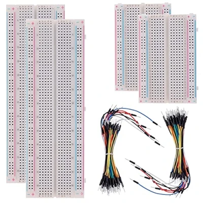 Abbildung von BOJACK Breadboard Kit Lötfreies Steckbrett 2 Pcs 830 Punkte Steckplatine ＆ 400 126 Flexible Überbrückungsdrähte (3 Werte 130 Stück)