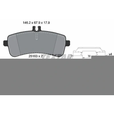 Abbildung von TEXTAR 2516301 Bremsbelagsatz für Verschleißwarnanzeiger vorbereitet mit Bremssattelschrauben Zubehör MERCEDES BENZ: C Klasse T modell