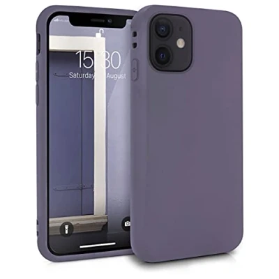 Abbildung von MyGadget Hülle kompatibel mit iPhone 12 Mini robuste Handyhülle TPU Case Slim Silikonhülle Back Cover Kratzfest Schutzhülle matt Lila [ dunkel ]