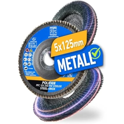 Abbildung von PFERD POLIFAN PFC STEEL+INOX 69398192 Schleifscheibe, Winkelschleifer 125mm 122001/min 22.23mm