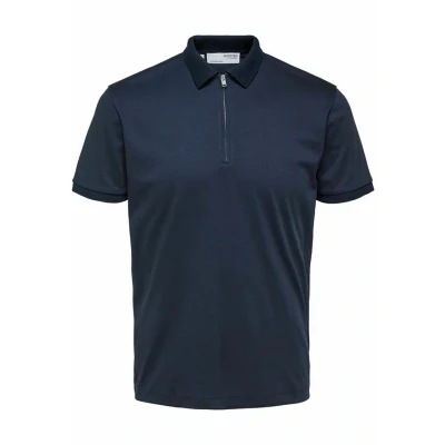 Abbildung von Selected Homme Slhfave ZIP Poloshirt, Herren, Größe: Small, Sky captain