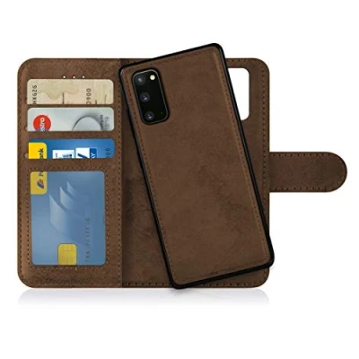 Abbildung von MyGadget Flip Case für Samsung Galaxy S20 [ abnehmbare Magnet Hülle ] Handyhülle aus Kunstleder Klapphülle mit Kartenfach Schutzhülle in Braun