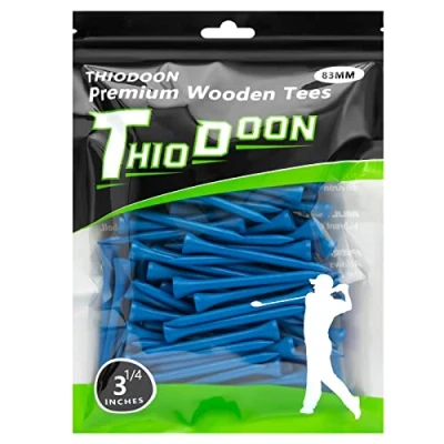 Abbildung von THIODOON Golf Tees,83mm weniger Reibung, Holz Tees, Training für Golfspieler, professionelle Tees aus Naturholz, 100 Stück Blau