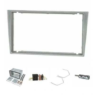 Abbildung von tomzz Audio 2439 022 Doppel DIN Radioblende Set kompatibel mit Opel Corsa C Combo Omega B Vectra Meriva Charcoal metallic Einbaukit Radioadapter Antennenadapter ISO Entriegelungsbügel