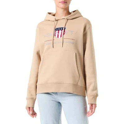 Abbildung von GANT Archive Shield Hoodie Sweatshirt, Damen, Größe: Small, Caramel beige
