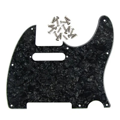Abbildung von FLEOR 8 Loch 4 lagig Schwarz Perle TL Schlagbrett Single Coil Neck Hole Schnittschutzplatte mit Befestigungsschrauben für den Austausch von US/Mexiko Standard TE Plate