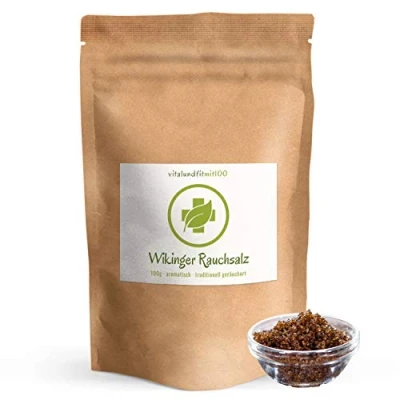 Abbildung von Wikinger Rauchsalz 100 g kaltgeräuchertes Meersalz Original dänisches Körnung 1 3 mm vegan sehr aromatisch frei von künstlichen Aromen, Farbstoffen, Konservierungsstoffen