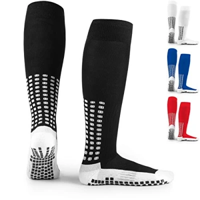 Abbildung von LUX rutschfeste Fußball Kniestrümpfe Socken, Sport Gummi Pads, trusox/tocksox Style, Top Qualität, Basketball, Fußball, Wandern, Laufen Schwarz Einheitsgröße Tall