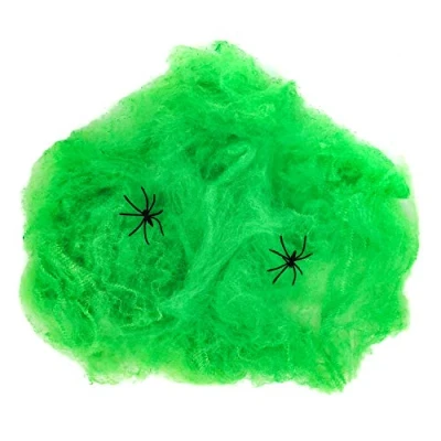 Abbildung von Oblique Unique® 6 Spinnen + Spinnennetz Spinnweben Grusel Horror Tisch Deko Halloween Dekoration Schwarz oder Neon Grün (Neon Grün)