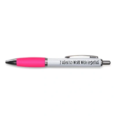 Abbildung von Tongue in Peach Lustiger Kugelschreiber, Geschenk, Arbeitskollegen, Abschied, Arbeit, Aufschrift I Used To Work With Legends, Pink PP67