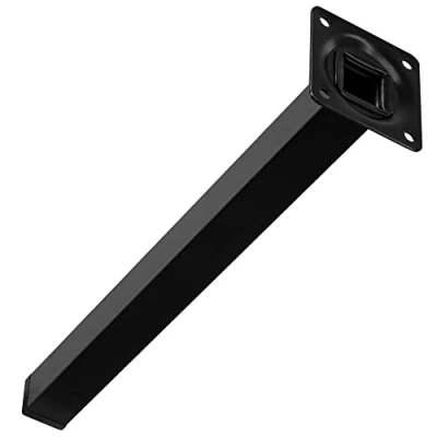 Abbildung von Gedotec Möbelfuss H3917 Schrankfuß Höhe: 150 mm 1 Stück Tischbein mit schwarzem Kunststoffgleiter Sockelfüße Gewinde M10 Stahlrohr Füße Metall massiv Stützfuß Anschraubplatte