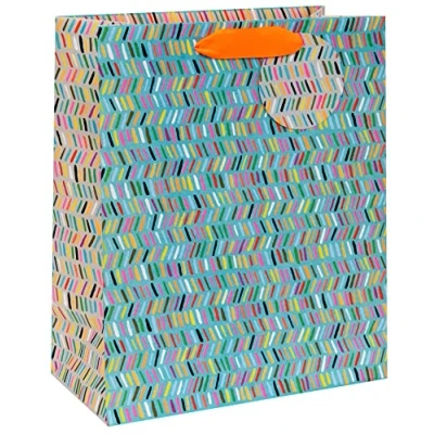 Abbildung von Glick Luxus Geschenktüte, Happy Birthday, blaues Muster, groß, blaugrün, Feier, für Geburtstage, Hochzeiten, Brautpartys, Babypartys, Hauseinweihung, Dankeschön, GLPS118, mehrfarbig, Tasche, groß