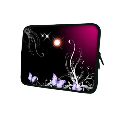 Abbildung von wortek Universal Notebooktasche Sleeve aus Neopren für Laptop bis ca. 10,2 Zoll Schmetterling Ranke Schwarz Rot