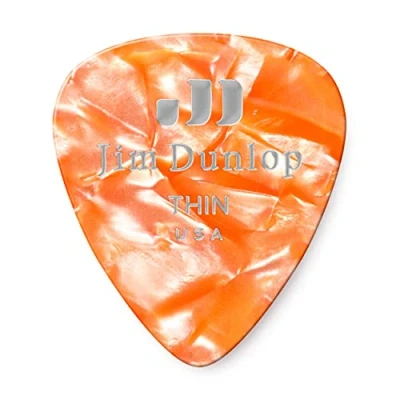 Abbildung von JIM DUNLOP Plektrum Genuine Celluloid Classic, 12 Stück, Perlenorange, Flexibel