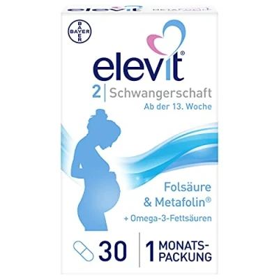Abbildung von Elevit 2 Schwangerschaftsvitamine für Mutter und Kind Vitamine, Mineralstoffe &amp; Omega 3 Fettsäuren ab der 13. Schwangerschaftswoche 1x 30 Kapseln