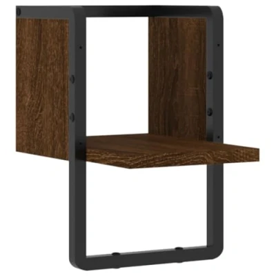 Abbildung von vidaXL Regal Wandregal mit Stange Braun Eichen Optik 20x25x30 cm, 1 tlg.