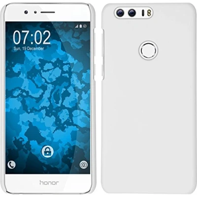 Abbildung von PhoneNatic case kompatibel mit Huawei Honor 8 Hülle weiß gummiert Hard + 2 Schutzfolien