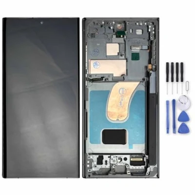 Abbildung von Wigento Für Samsung Galaxy S23 Ultra 5G Display Full OLED LCD mit Rahmen Einheit Touch Ersatzteil Reparatur Grün
