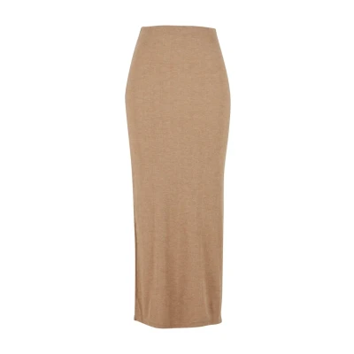 Abbildung von Urban Classics HIGH SLIT Skirt Maxirock, Damen, Größe: Small, Beigemelange