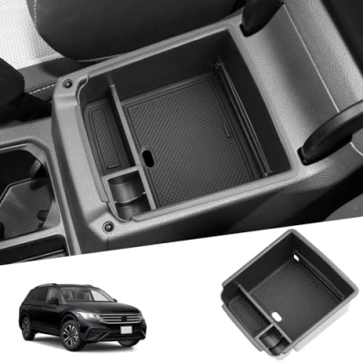 Abbildung von SHAOHAO Kompatibel mit vw tiguan MK2 AD1 2016 2022 2023 Mittelkonsole Armlehne Aufbewahrungsbox zubehör Mittelarmlehne Organizer Tray Multifunktionaler Handschuhfach