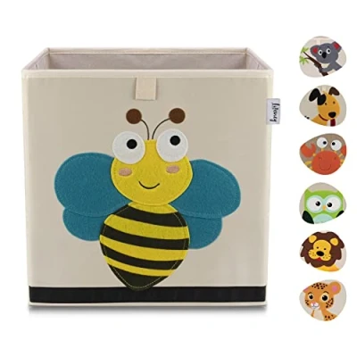 Abbildung von LIFENEY Aufbewahrungsbox Kinder mit Biene Motiv I Spielzeugbox Tiermotiv passend für Würfelregale Ordnungsbox das Kinderzimmer Aufbewahrungskorb