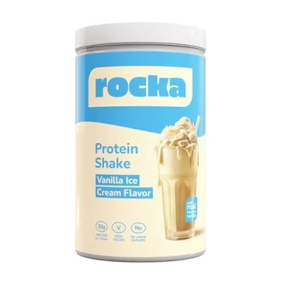 Abbildung von rocka Protein Shake veganes Proteinpulver Pflanzliches Pulver mit 20 g pro Portion Multikomponentenprotein 100% Geschmack (900 g, Vanilla Ice Cream)