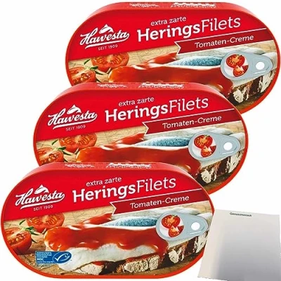 Abbildung von usy Bundle für Hawesta Heringsfilets in Tomaten Creme MSC 3er Pack (3x200g Dose) + Block