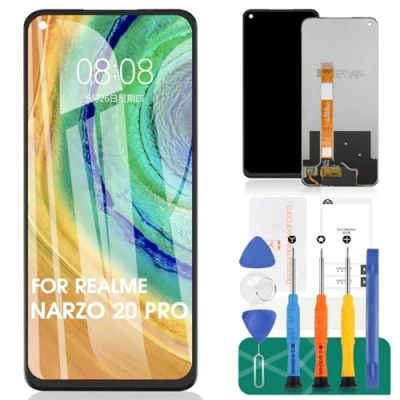 Abbildung von SRJTEK für Oppo Realme Narzo 20 Pro LCD Display 7 4G (Global) Bildschirm Ersatz RMX2161 RMX2155 Touch Digitizer Repair Kits (Schwarz, ohne Rahmen)